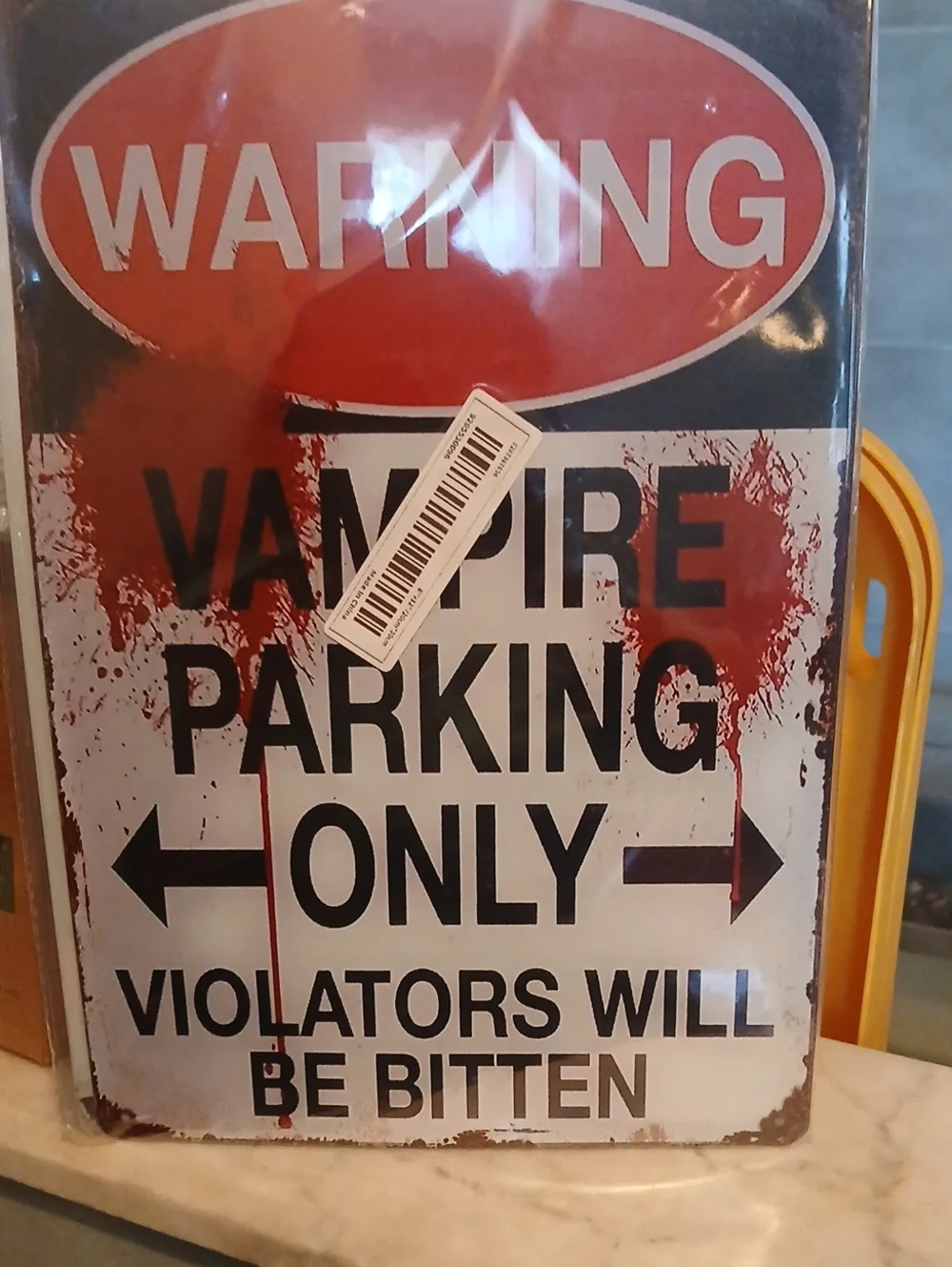 Vampire Parking Only Metal Wall Sign Warning Design (Red, Black, White) 2 Signs